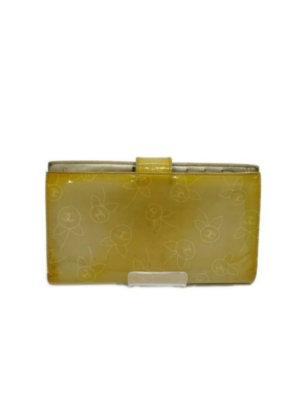 Chanel Kiss Lock Wallet Camellia Enamel Box with Card and Beige